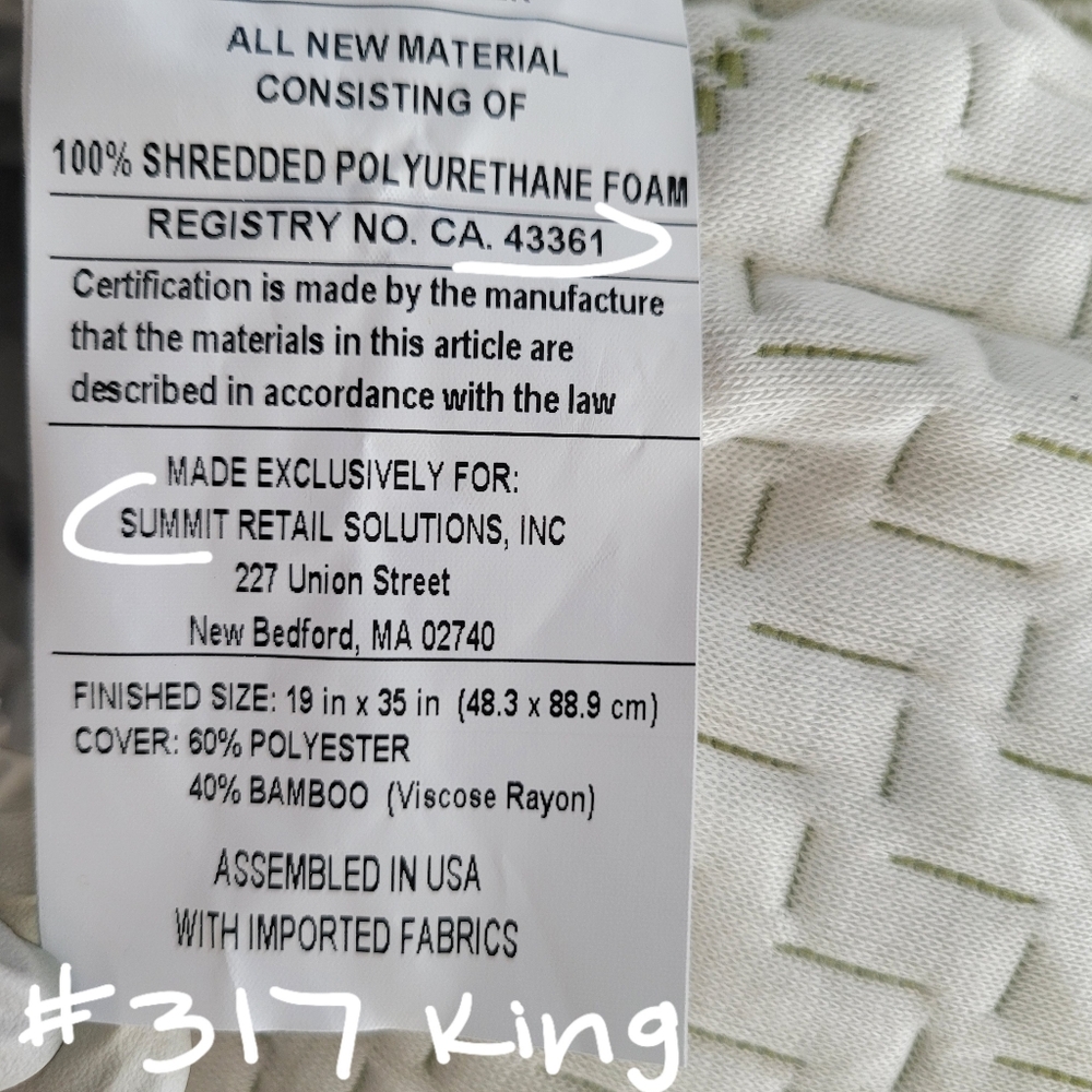 Bamboo #317 Pillow 7" Shredded Memory Foam Soft Removable Zip Cover - Picture 8 of 15